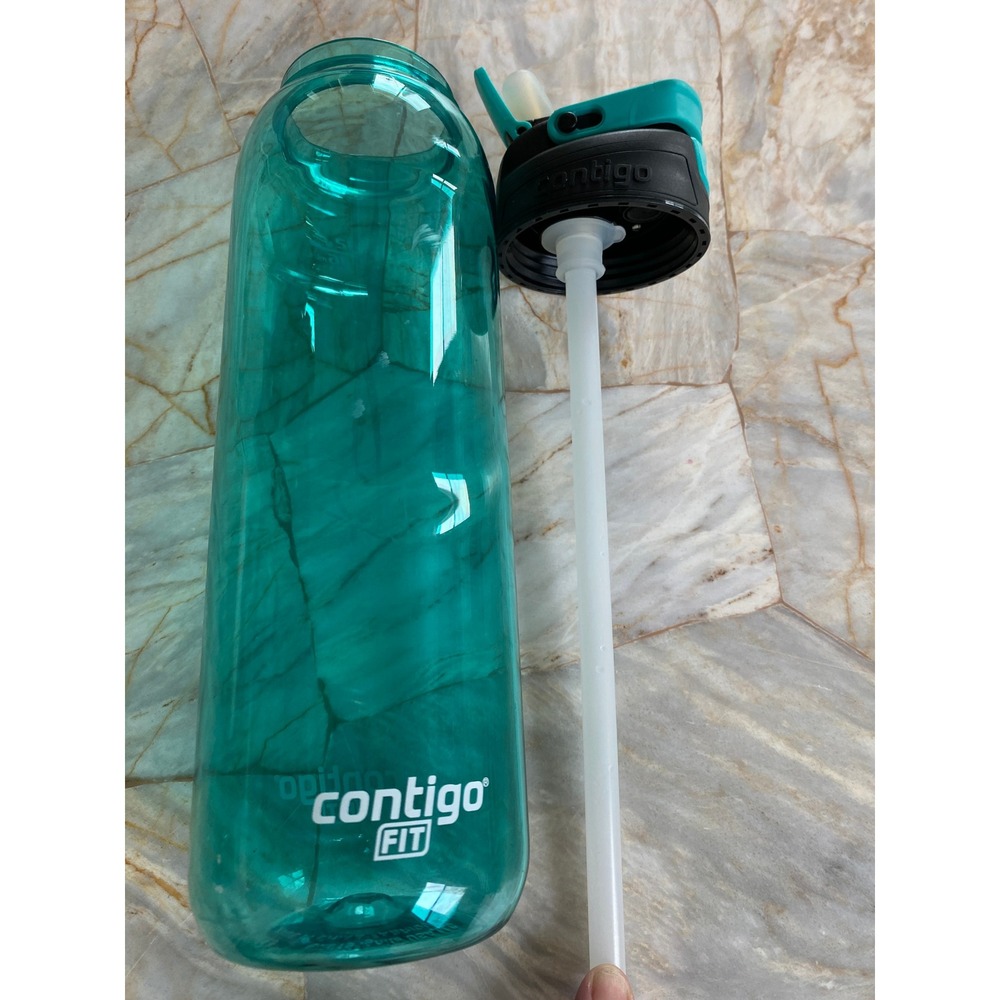 Contigo Fit Autospout Water Bottle Teal 32oz Leak Proof Straw Lid Carry Handle